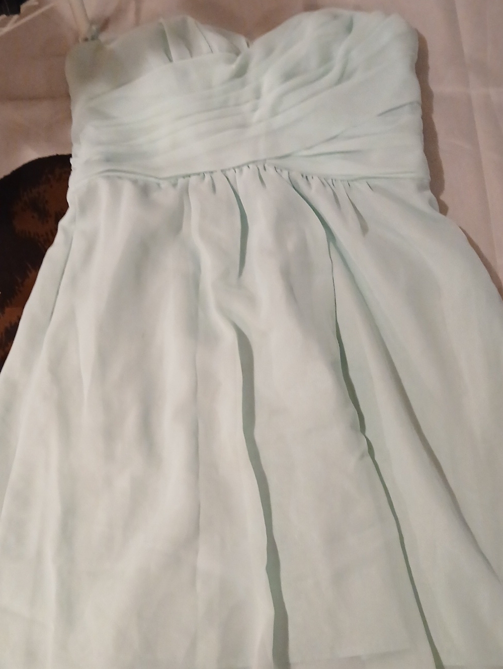 Strapless Chiffon A-Line Dress in Light Mint